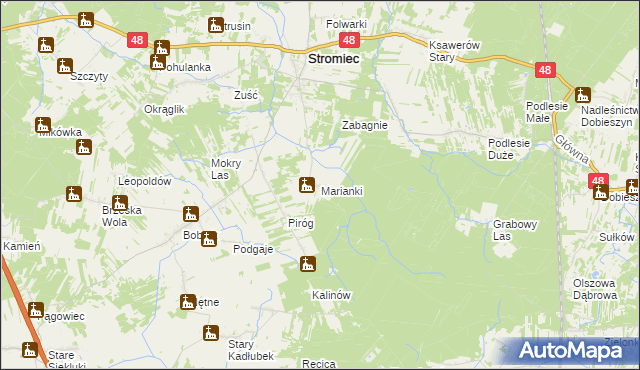 mapa Marianki gmina Stromiec, Marianki gmina Stromiec na mapie Targeo