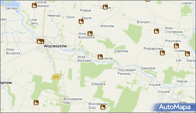 mapa Marianów gmina Wojcieszków, Marianów gmina Wojcieszków na mapie Targeo