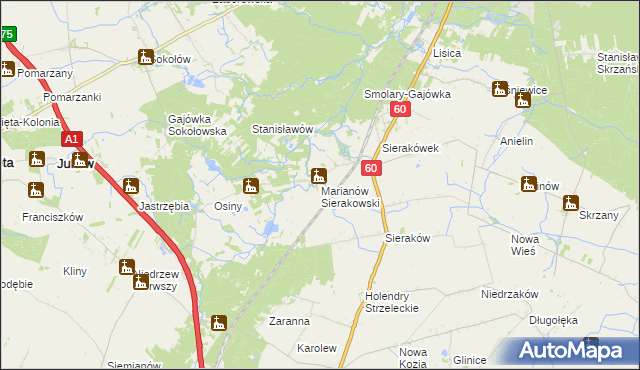 mapa Marianów Sierakowski, Marianów Sierakowski na mapie Targeo
