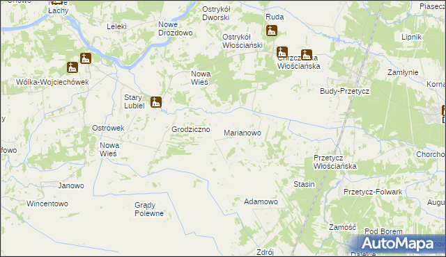 mapa Marianowo gmina Długosiodło, Marianowo gmina Długosiodło na mapie Targeo
