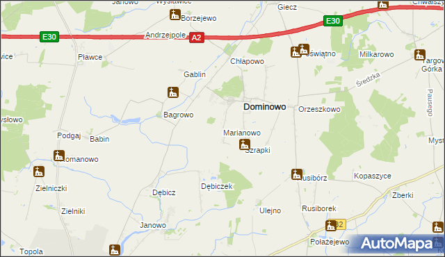 mapa Marianowo gmina Dominowo, Marianowo gmina Dominowo na mapie Targeo