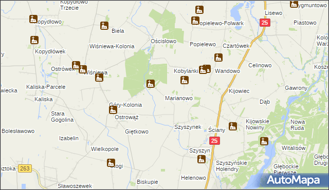 mapa Marianowo gmina Ślesin, Marianowo gmina Ślesin na mapie Targeo