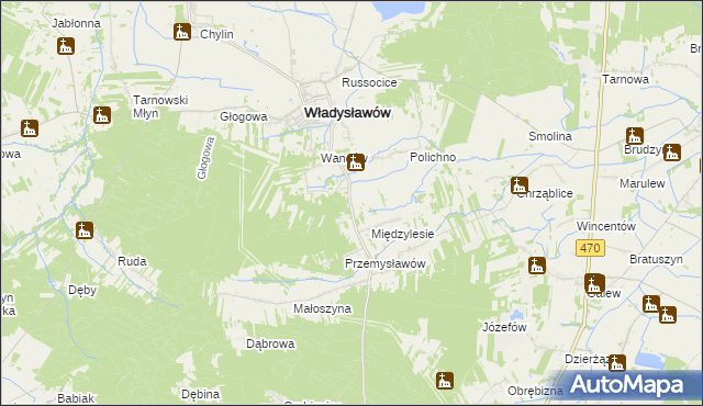 mapa Mariantów gmina Władysławów, Mariantów gmina Władysławów na mapie Targeo