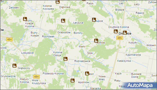 mapa Marki gmina Drużbice, Marki gmina Drużbice na mapie Targeo