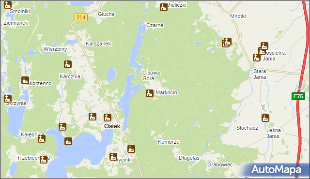 mapa Markocin gmina Osiek, Markocin gmina Osiek na mapie Targeo