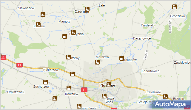 mapa Marszew gmina Pleszew, Marszew gmina Pleszew na mapie Targeo
