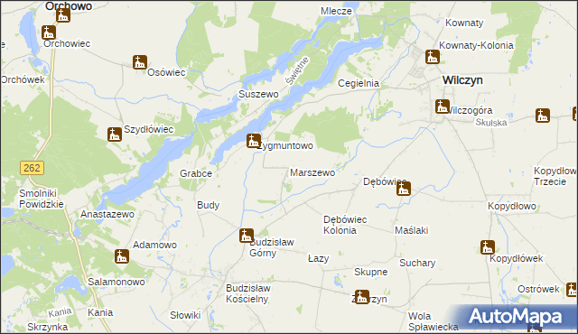 mapa Marszewo gmina Kleczew, Marszewo gmina Kleczew na mapie Targeo