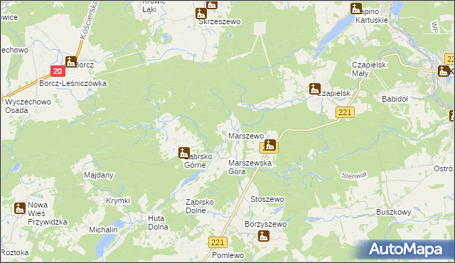 mapa Marszewo gmina Przywidz, Marszewo gmina Przywidz na mapie Targeo