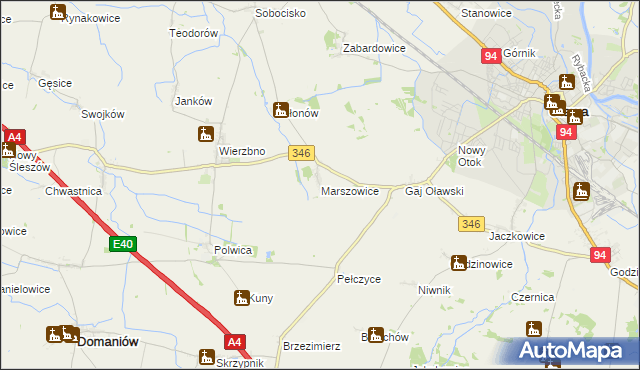 mapa Marszowice gmina Oława, Marszowice gmina Oława na mapie Targeo