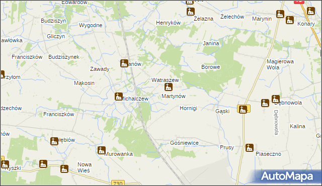 mapa Martynów gmina Chynów, Martynów gmina Chynów na mapie Targeo