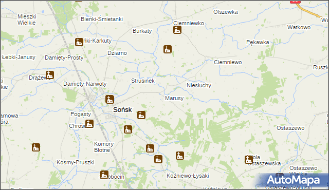 mapa Marusy, Marusy na mapie Targeo