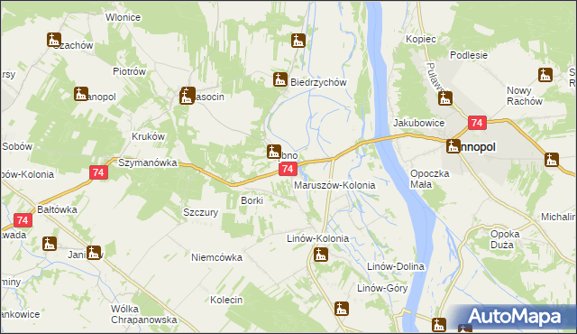 mapa Maruszów gmina Ożarów, Maruszów gmina Ożarów na mapie Targeo