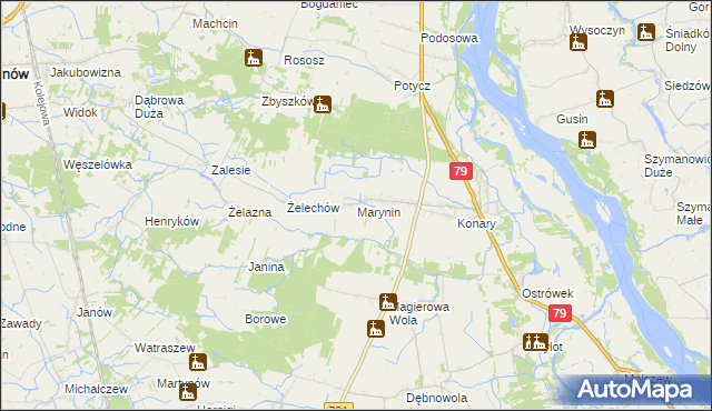 mapa Marynin gmina Chynów, Marynin gmina Chynów na mapie Targeo