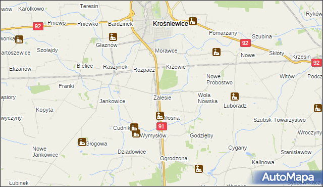 mapa Marynin gmina Krośniewice, Marynin gmina Krośniewice na mapie Targeo