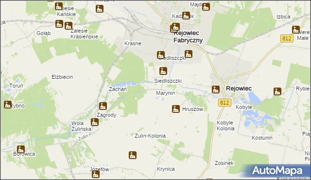 mapa Marynin gmina Rejowiec, Marynin gmina Rejowiec na mapie Targeo