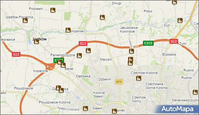 mapa Marysin gmina Jastków, Marysin gmina Jastków na mapie Targeo