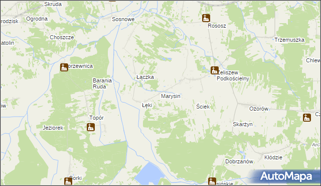 mapa Marysin gmina Kotuń, Marysin gmina Kotuń na mapie Targeo