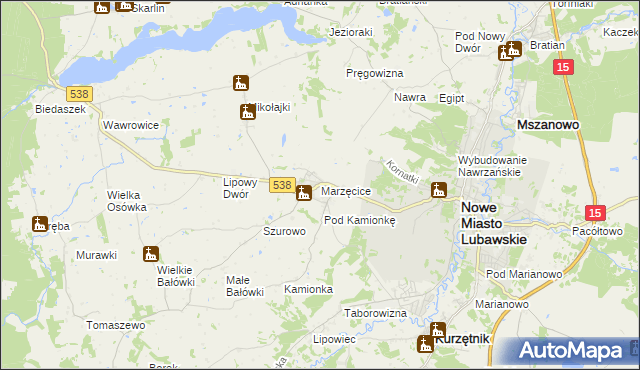 mapa Marzęcice gmina Kurzętnik, Marzęcice gmina Kurzętnik na mapie Targeo