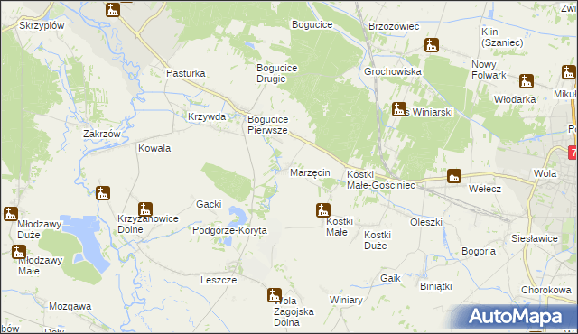 mapa Marzęcin, Marzęcin na mapie Targeo