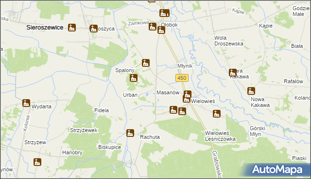 mapa Masanów, Masanów na mapie Targeo
