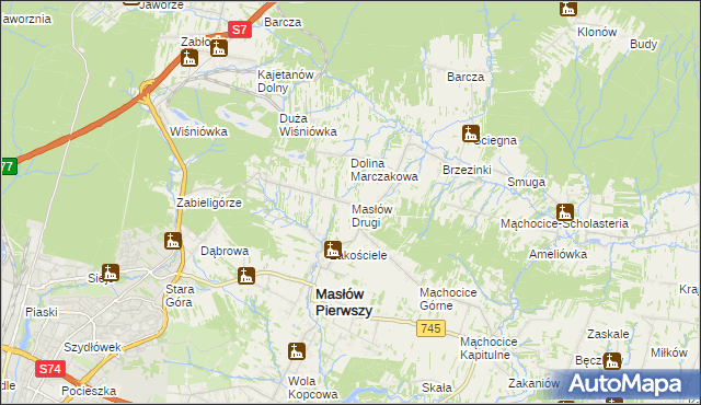 mapa Masłów Drugi, Masłów Drugi na mapie Targeo