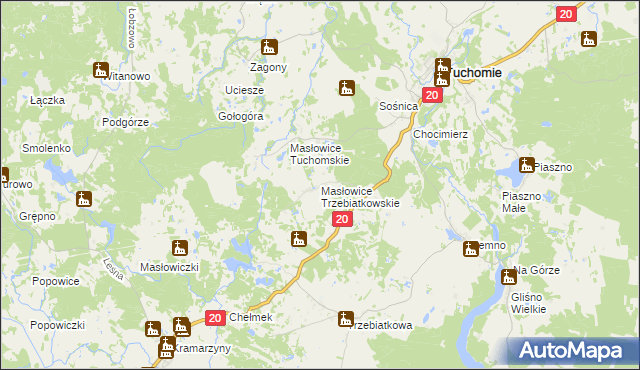 mapa Masłowice Trzebiatkowskie, Masłowice Trzebiatkowskie na mapie Targeo