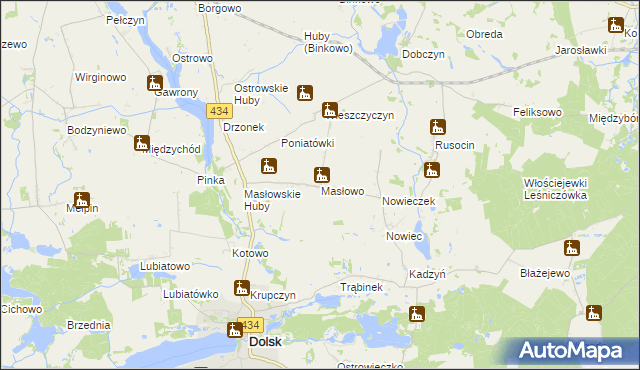 mapa Masłowo gmina Dolsk, Masłowo gmina Dolsk na mapie Targeo