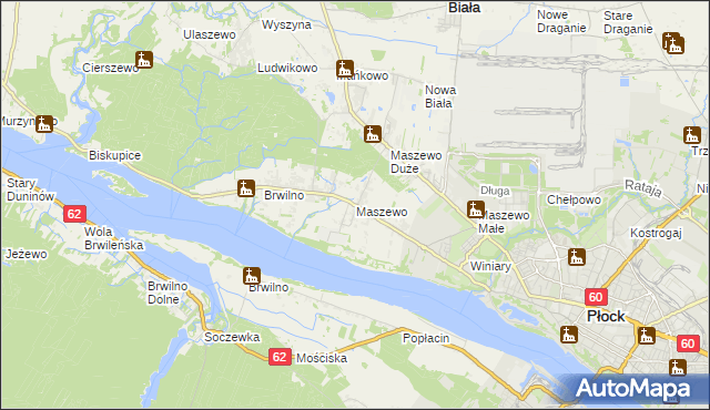 mapa Maszewo gmina Stara Biała, Maszewo gmina Stara Biała na mapie Targeo