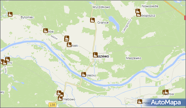 mapa Maszewo powiat krośnieński, Maszewo powiat krośnieński na mapie Targeo