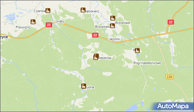 mapa Maszków gmina Krzeszyce, Maszków gmina Krzeszyce na mapie Targeo