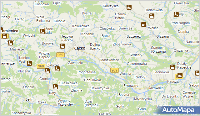 mapa Maszkowice gmina Łącko, Maszkowice gmina Łącko na mapie Targeo