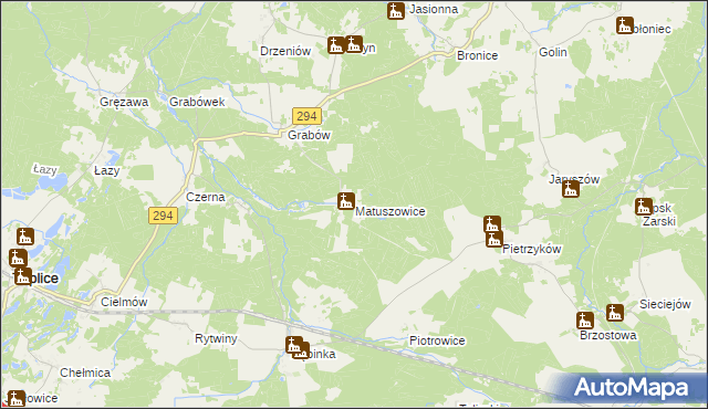 mapa Matuszowice, Matuszowice na mapie Targeo