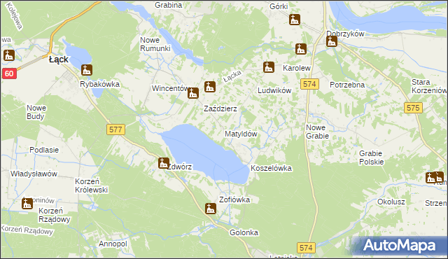 mapa Matyldów gmina Łąck, Matyldów gmina Łąck na mapie Targeo