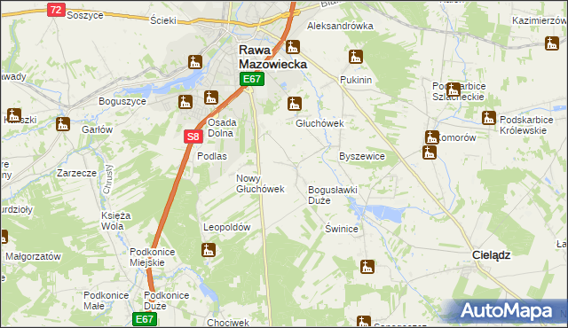 mapa Matyldów gmina Rawa Mazowiecka, Matyldów gmina Rawa Mazowiecka na mapie Targeo