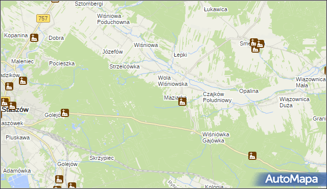 mapa Maziarka gmina Staszów, Maziarka gmina Staszów na mapie Targeo