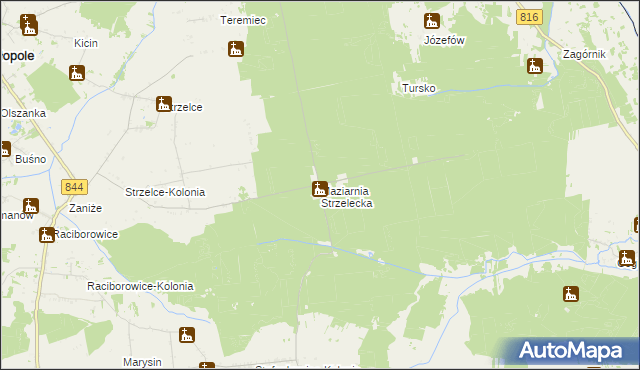 mapa Maziarnia Strzelecka, Maziarnia Strzelecka na mapie Targeo