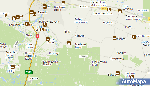 mapa Maziarze Nowe, Maziarze Nowe na mapie Targeo