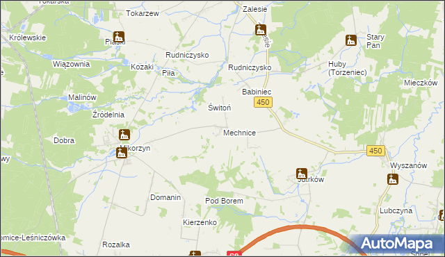 mapa Mechnice gmina Kępno, Mechnice gmina Kępno na mapie Targeo