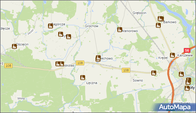 mapa Mechowo gmina Płoty, Mechowo gmina Płoty na mapie Targeo
