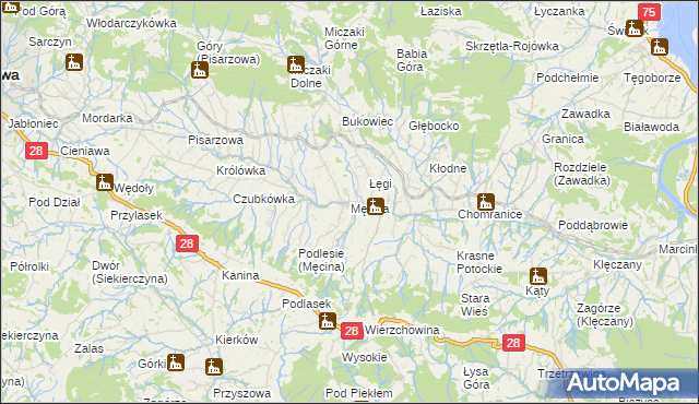 mapa Męcina, Męcina na mapie Targeo