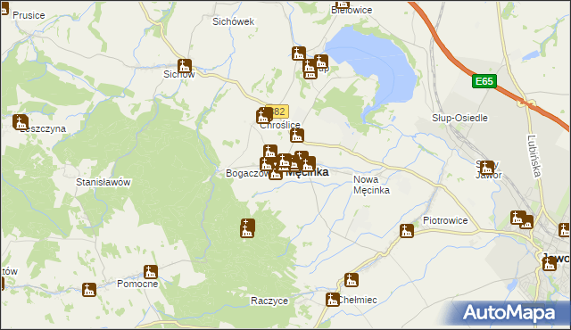 mapa Męcinka, Męcinka na mapie Targeo