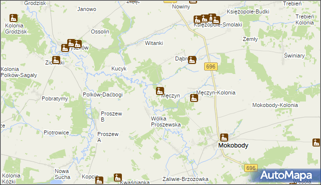 mapa Męczyn, Męczyn na mapie Targeo