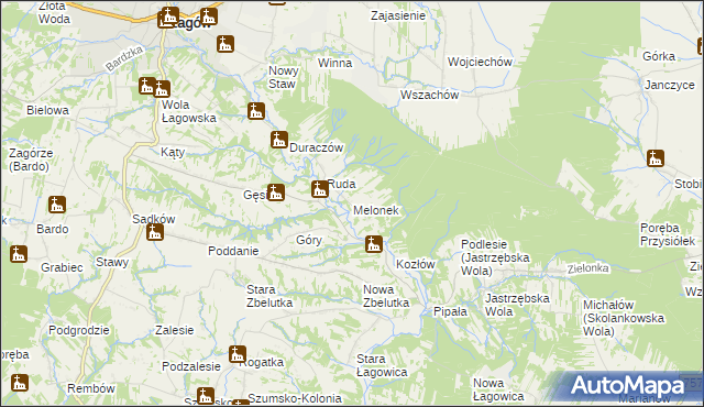 mapa Melonek, Melonek na mapie Targeo