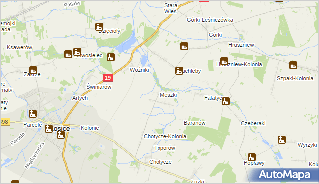 mapa Meszki, Meszki na mapie Targeo