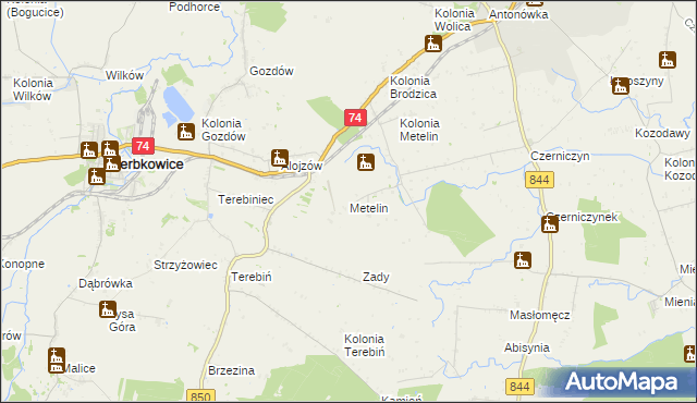 mapa Metelin gmina Hrubieszów, Metelin gmina Hrubieszów na mapie Targeo