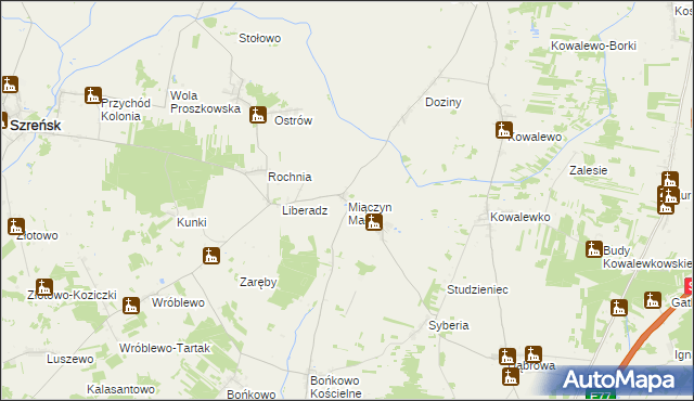 mapa Miączyn Mały, Miączyn Mały na mapie Targeo