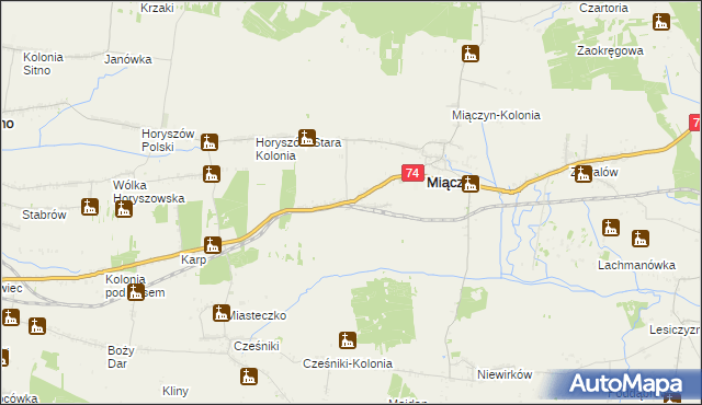 mapa Miączyn-Stacja, Miączyn-Stacja na mapie Targeo