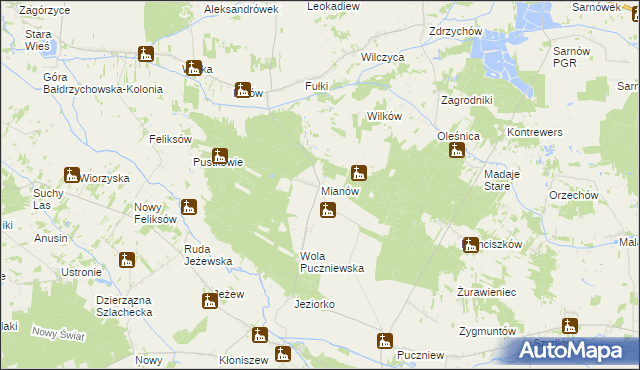 mapa Mianów, Mianów na mapie Targeo