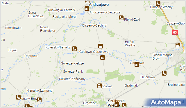 mapa Mianowo gmina Andrzejewo, Mianowo gmina Andrzejewo na mapie Targeo