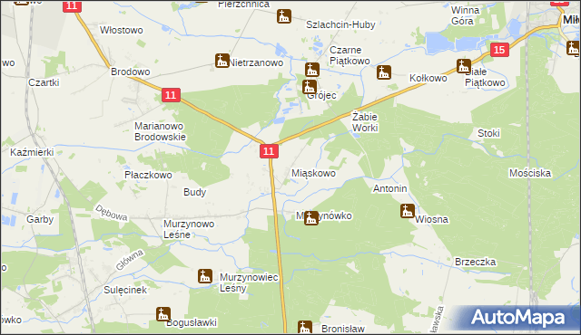 mapa Miąskowo gmina Krzykosy, Miąskowo gmina Krzykosy na mapie Targeo